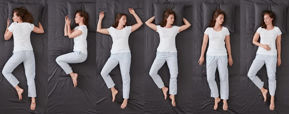 Ženska v različnih položajih spanja