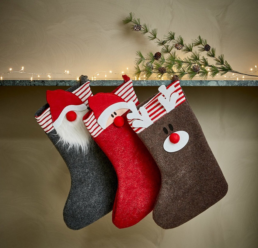 Božične nogavice HIMINROD z božično vejico in lučkami