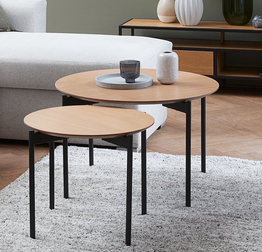 Komplet dvojnih mizic, ki se lahko zložita ena pod drugo